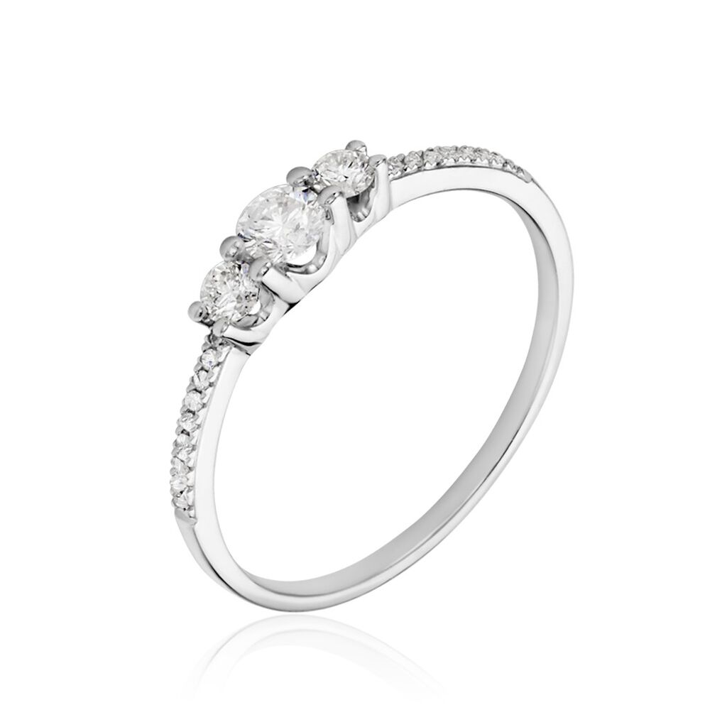 🦚 Sabina 2 Damen Ring Weißgold 375 (9 Karat) Diamant Weiß 0,140 ct, Ring mit Stein
