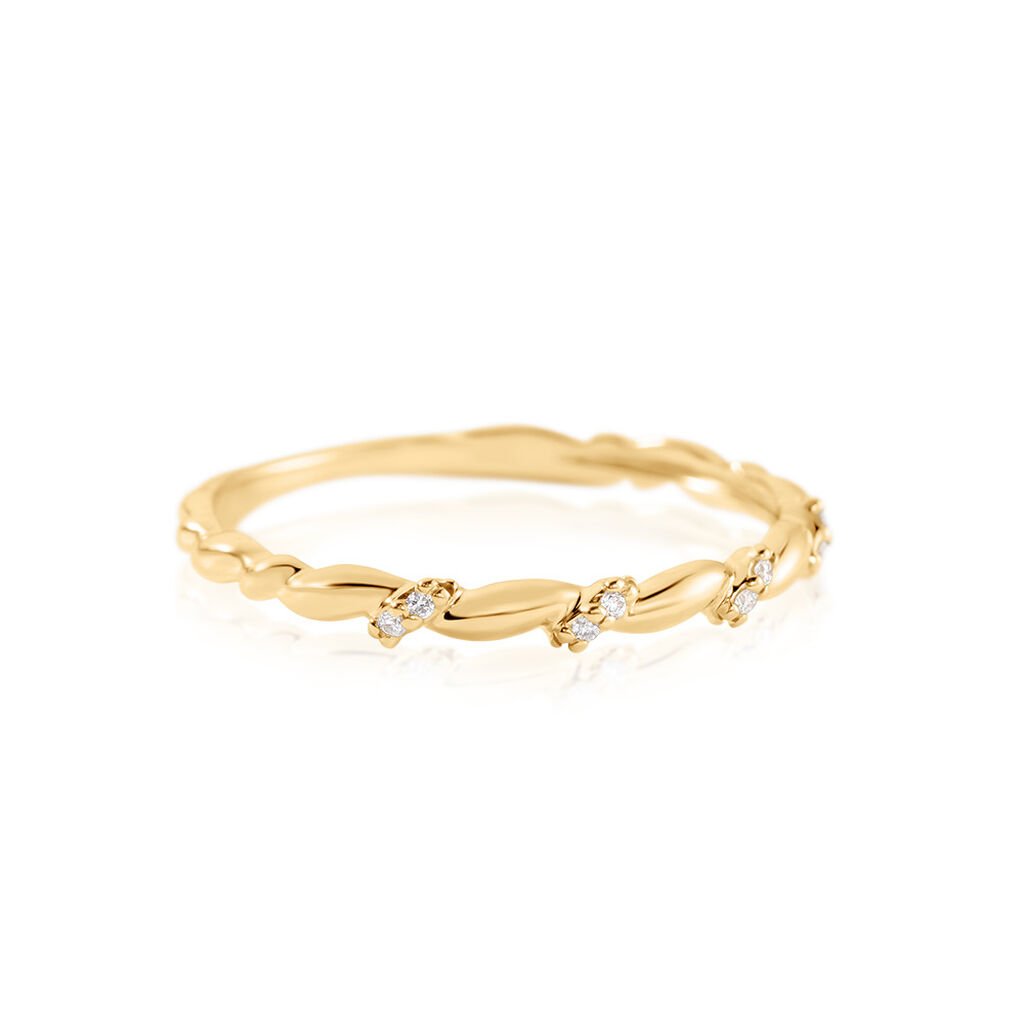 🦚 VADA Damen Ring Gold 375 (9 Karat) Diamant Weiß 0,02 ct, Ring mit Stein