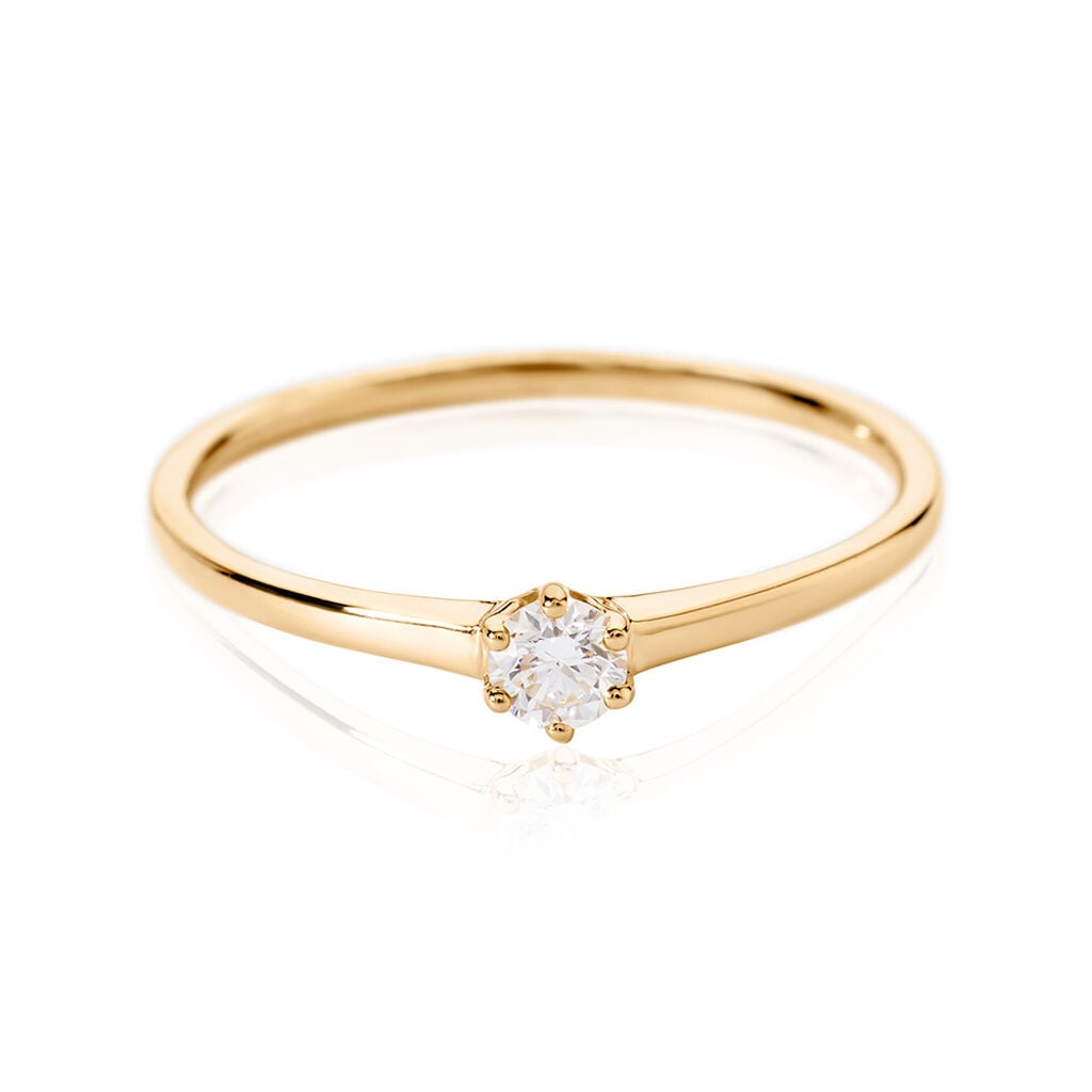 🦚 MONOPOLI Damen Ring Gold 585 (14 Karat) Diamant Weiß 0,16 ct, Ring mit Stein