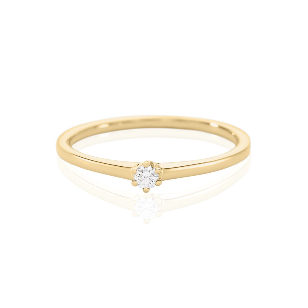 🦚 MONOPOLI Damen Ring Gold 585 (14 Karat) Diamant Weiß 0,060 ct, Ring mit Stein
