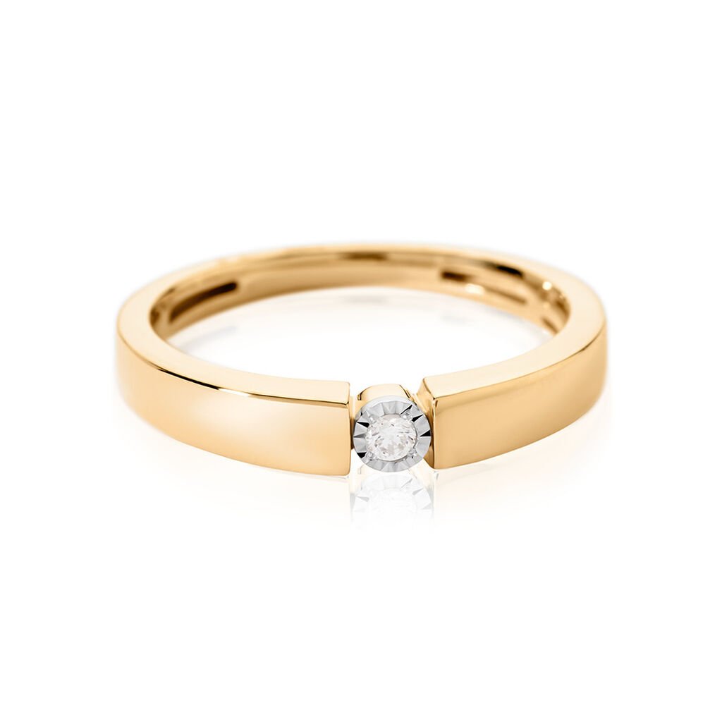 🦚 ELOURA Damen Ring Gold 585 (14 Karat) Diamant Weiß 0,03 ct Kreis, Ring mit Stein