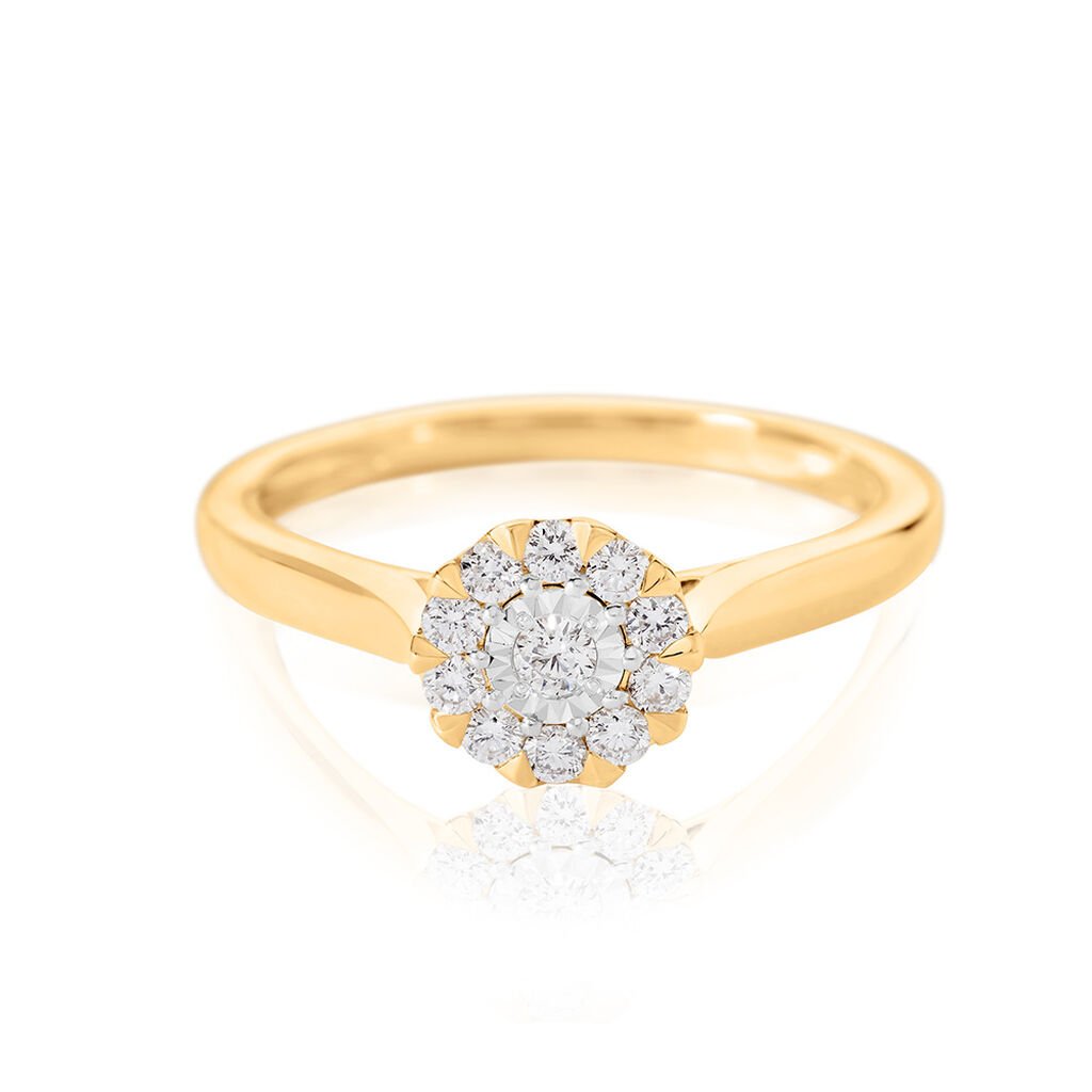 🦚 ALLYSON Damen Ring Gold 585 (14 Karat) Diamant Weiß 0,040 ct Kreis, Ring mit Stein