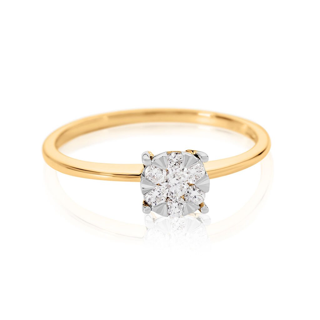 🦚 PETALI Damen Ring Gold 585 (14 Karat) Diamant Weiß 0,01 ct Kreis, Ring mit Stein