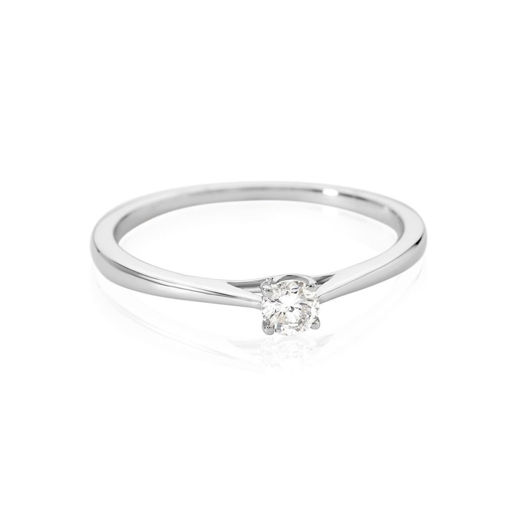 🦚 VICTORIA Damen Ring Weißgold 585 (14 Karat) Diamant Weiß 0,16 ct, Ring mit Stein