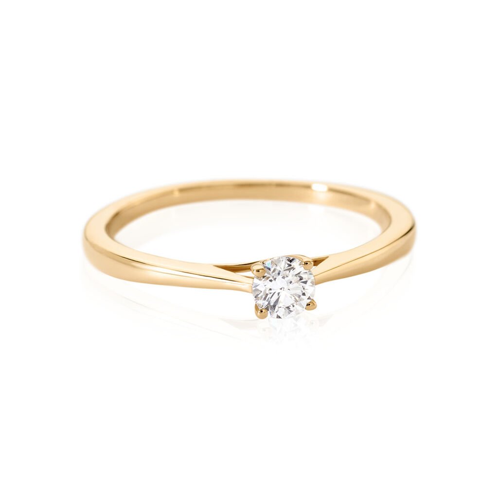 🦚 VICTORIA Damen Ring Gold 585 (14 Karat) Diamant Weiß 0,16 ct, Ring mit Stein