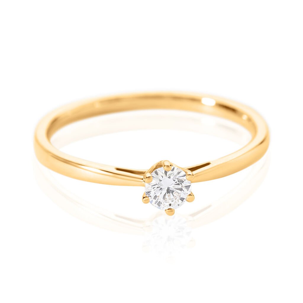 🦚 Sonate Damen Ring Gold 585 (14 Karat) Synthetischer Diamant Weiß 0,21 ct, Ring mit Stein