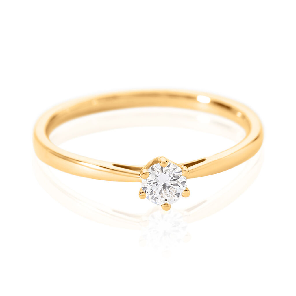 🦚 Sonate Damen Ring Gold 585 (14 Karat) Synthetischer Diamant Weiß 0,21 ct, Ring mit Stein