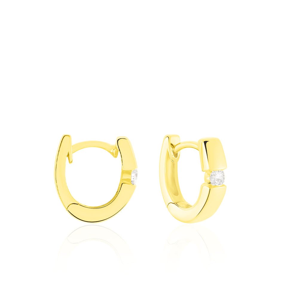 🦚 SEVILLE Damen Creolen Gold 375 (9 Karat) Diamant Weiß 0,1 ct B 3 mm, Creolen mit Stein