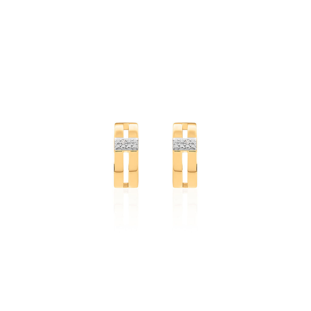 🦚 MINELLE Damen Ohrstecker Gold 375 (9 Karat) Diamant Weiß 0,01 ct, Ohrstecker mit Stein
