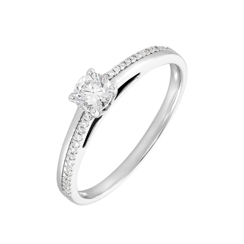 🦚 ALEXANDRA Damen Ring Weißgold 375 (9 Karat) Diamant Weiß 0,25 ct, Ring mit Stein