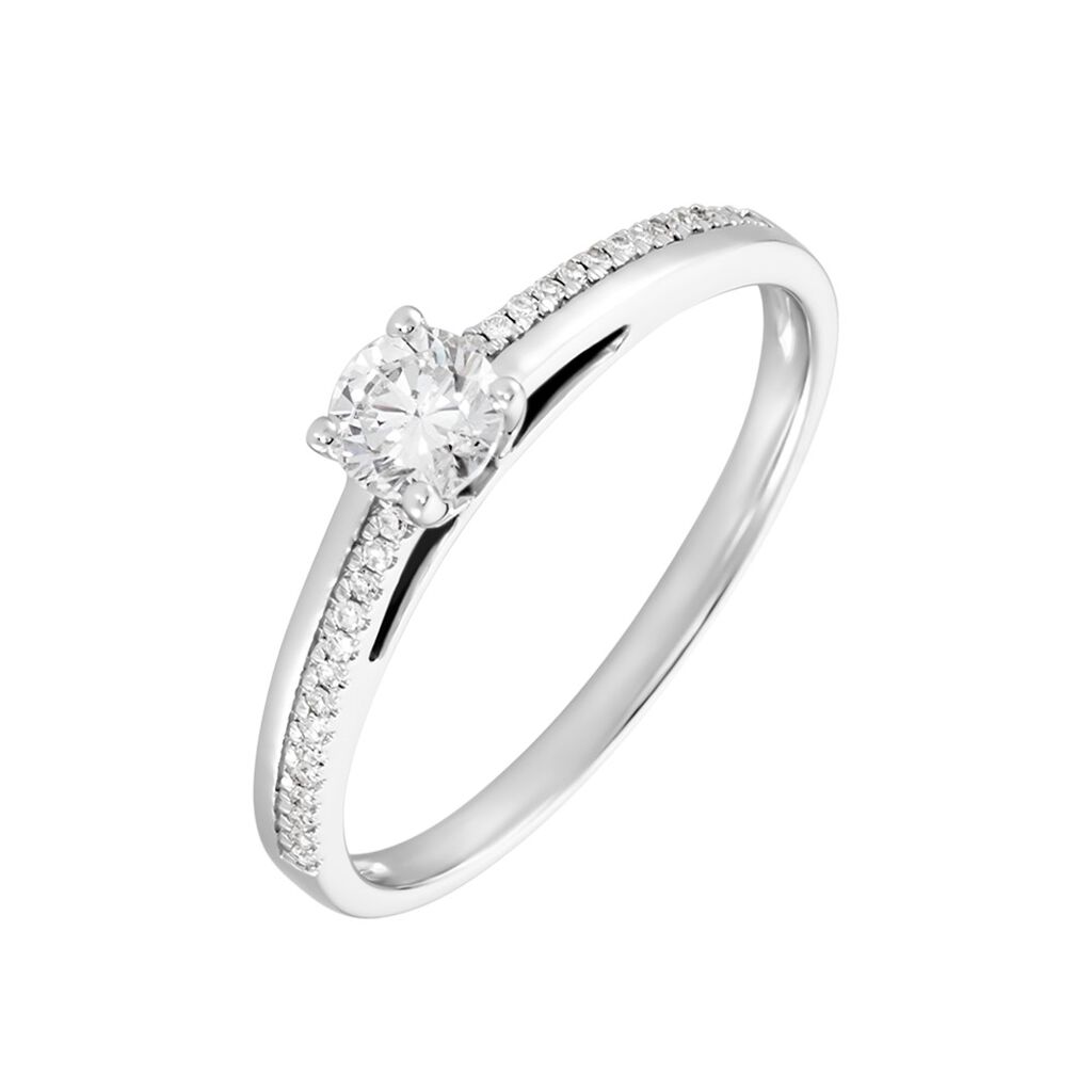 🦚 ALEXANDRA Damen Ring Weißgold 375 (9 Karat) Diamant Weiß 0,25 ct, Ring mit Stein