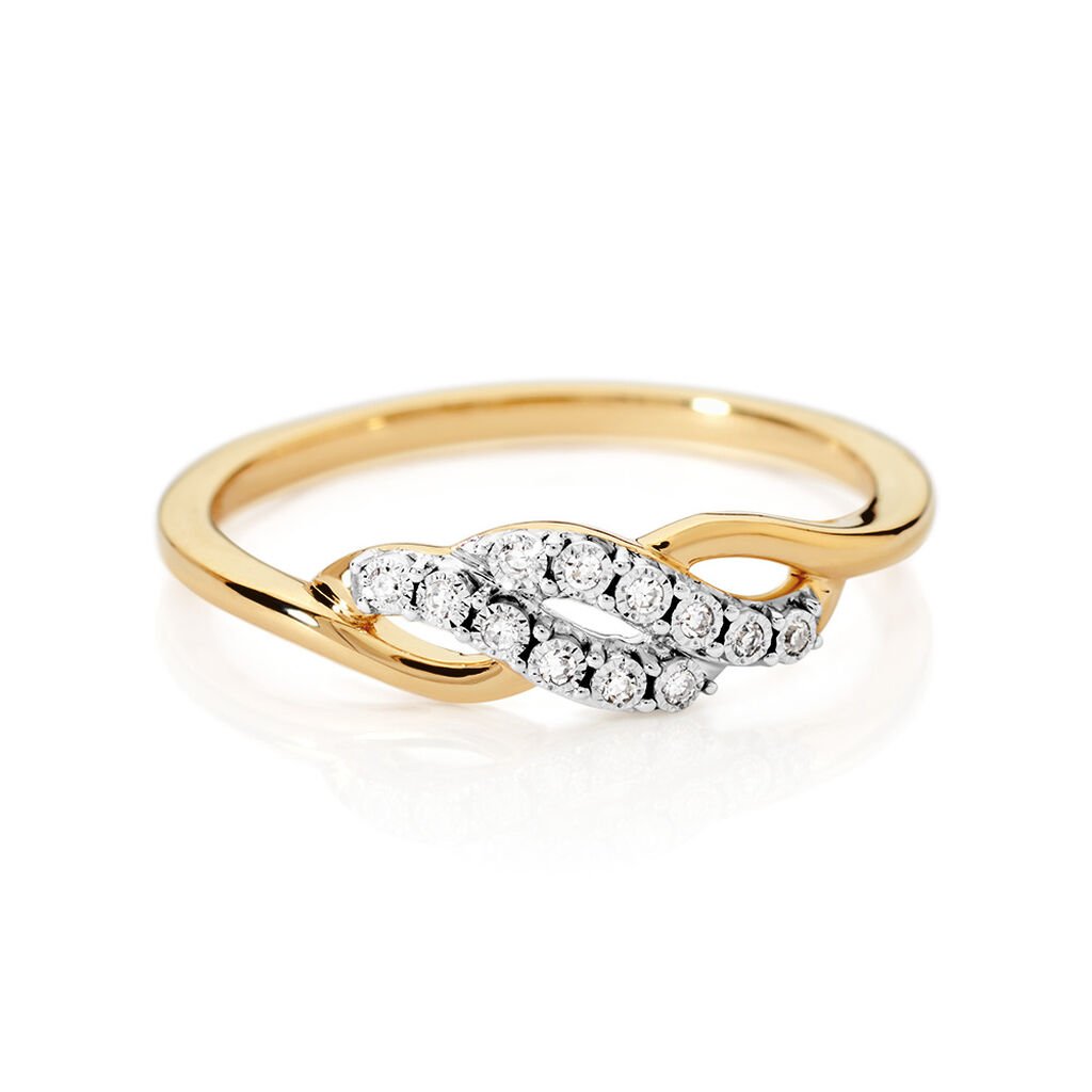 🦚 THEKLA Damen Ring Gold 375 (9 Karat) Diamant Weiß 0,04 ct, Ring mit Stein