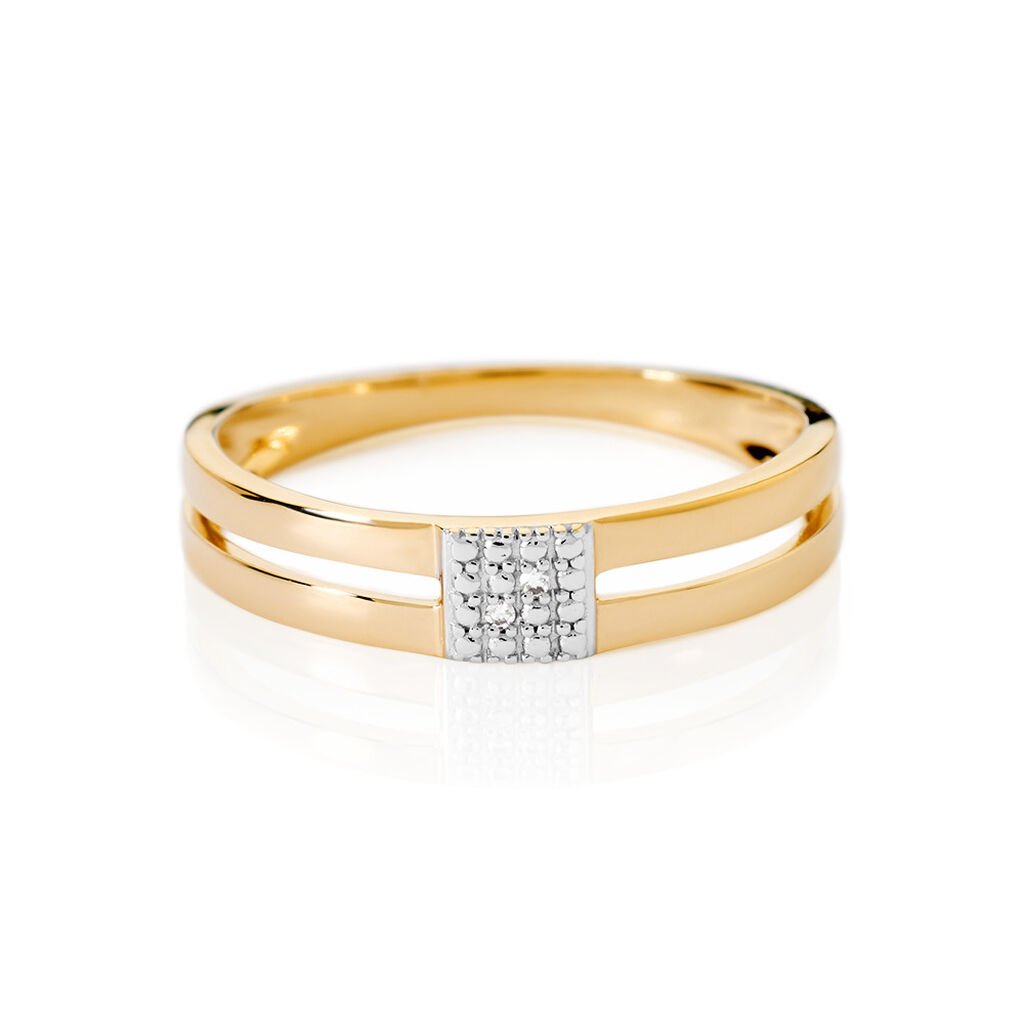 🦚 MINELLE Damen Ring Gold 375 (9 Karat) Diamant Weiß 0,01 ct Viereck, Ring mit Stein
