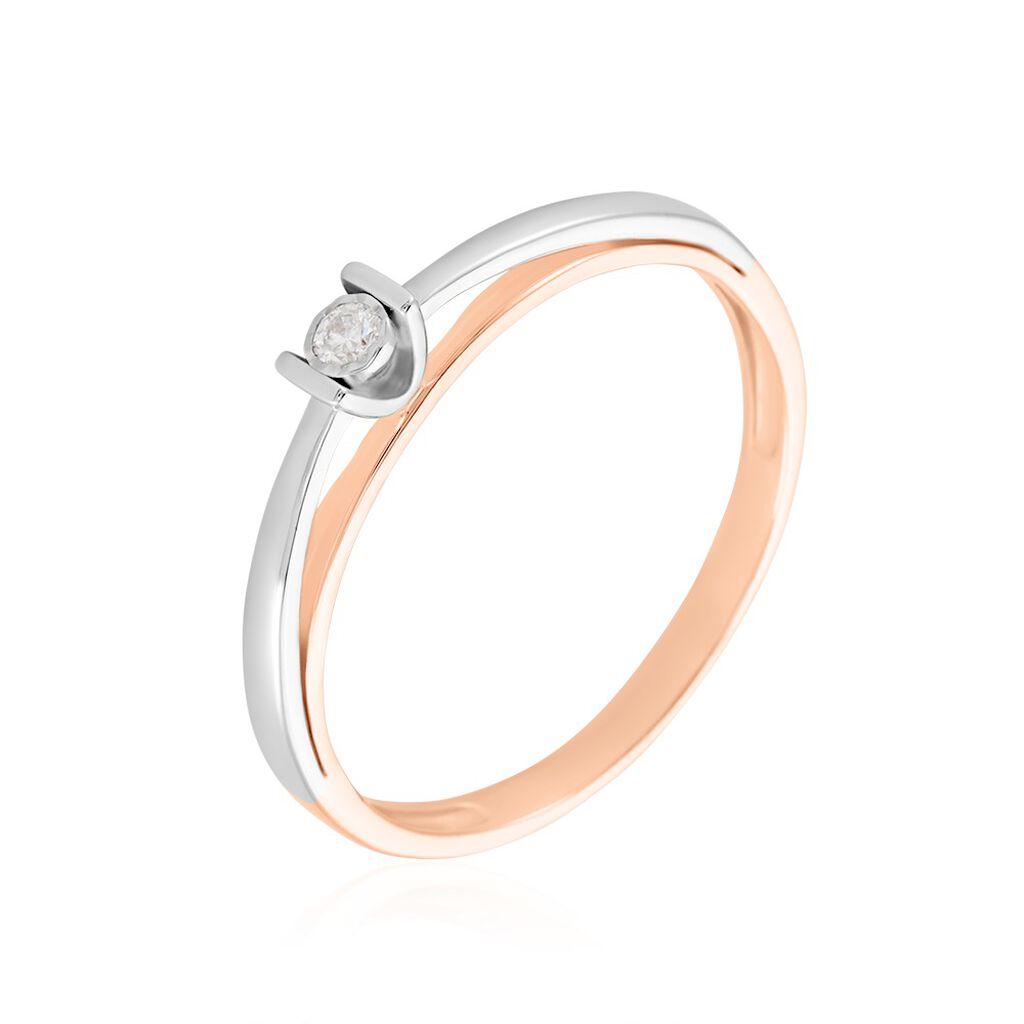 🦚 MICHAELA OV Damen Ring Gold Bicolor 375 (9 Karat) Diamant Weiß 0,04 ct, Ring mit Stein