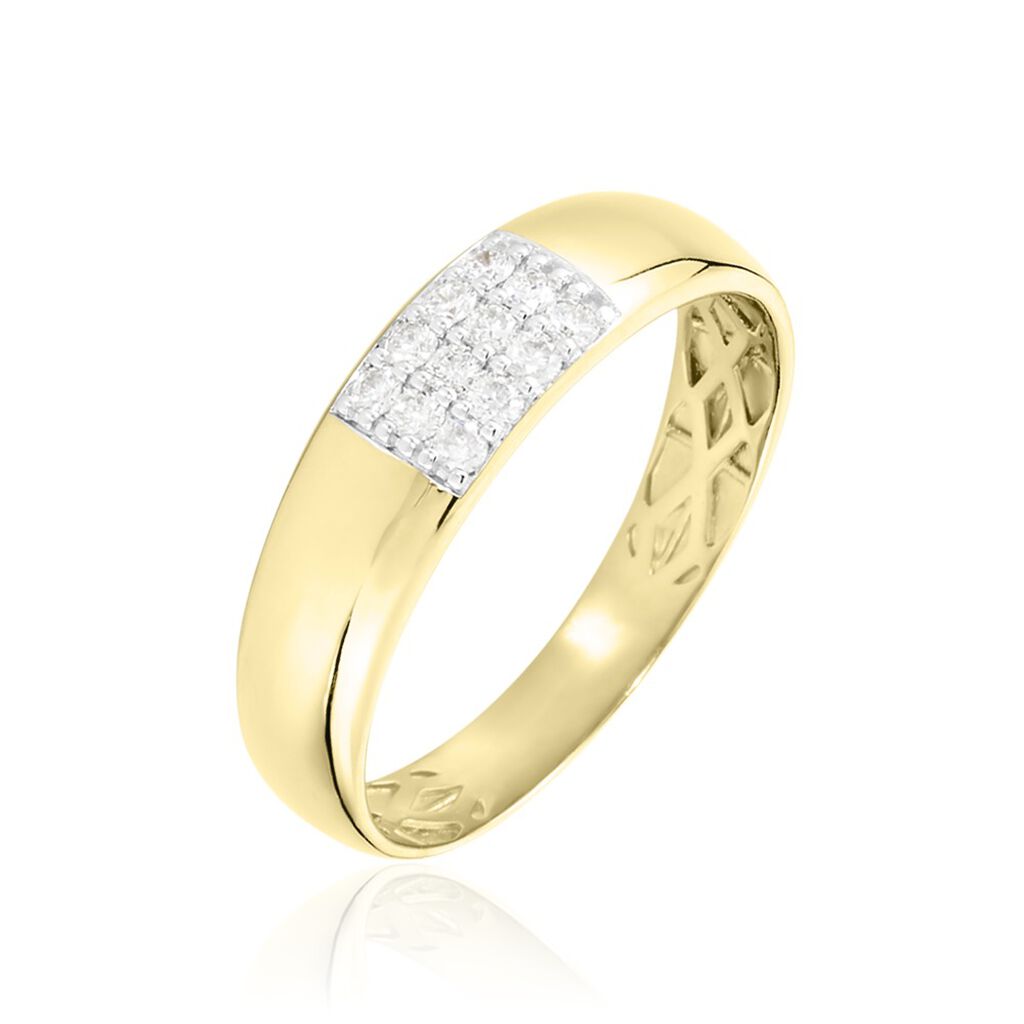 🦚 Damen Ring Gold 375 (9 Karat) Diamant Weiß 0,25 ct Rechteckig, Ring mit Stein