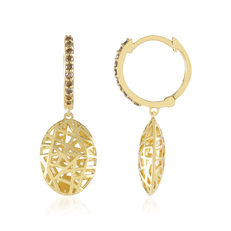 I2 Champagner-Diamant-Silberohrringe (Ornaments by de Melo)