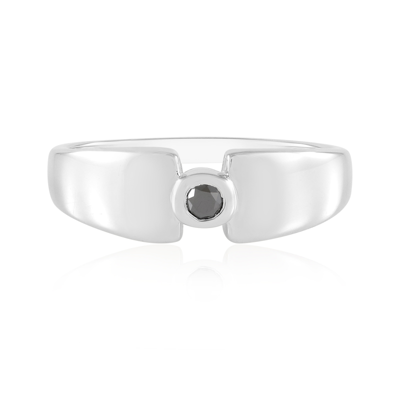 Schwarzer Brillant-Silberring
