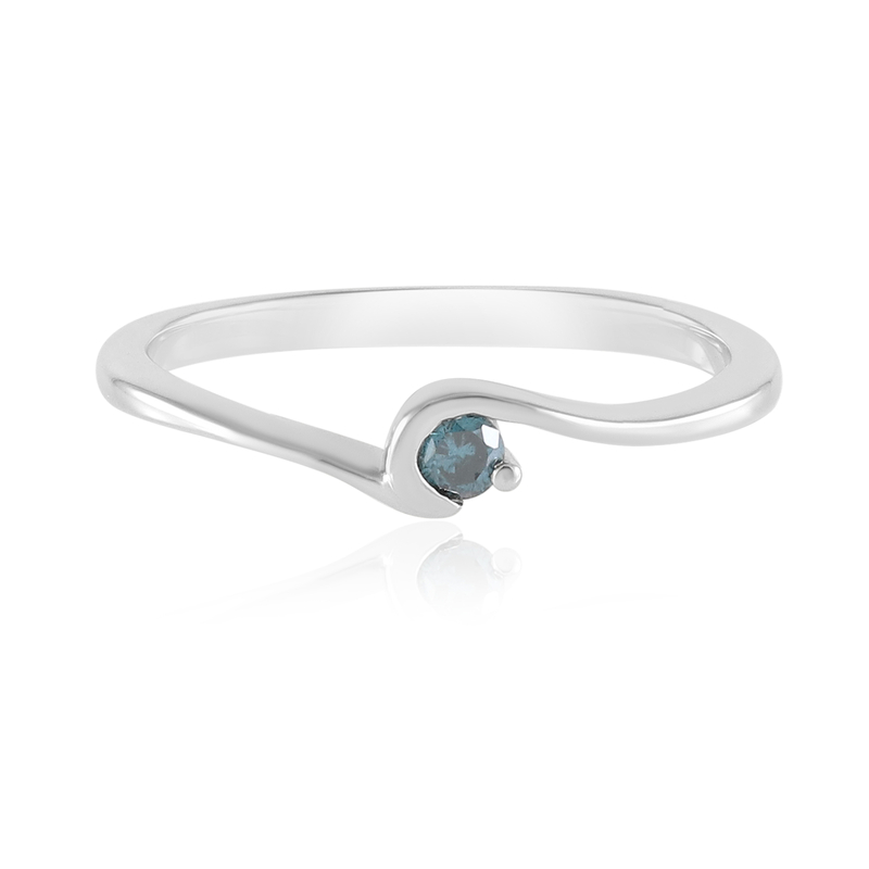 Blauer I2 Brillant-Silberring