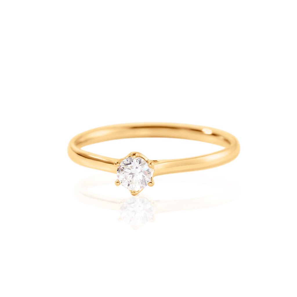 🦚 CHARLENE Damen Ring Gold 585 (14 Karat) Diamant Weiß 0,25 ct B 1,8 mm, Ring mit Stein