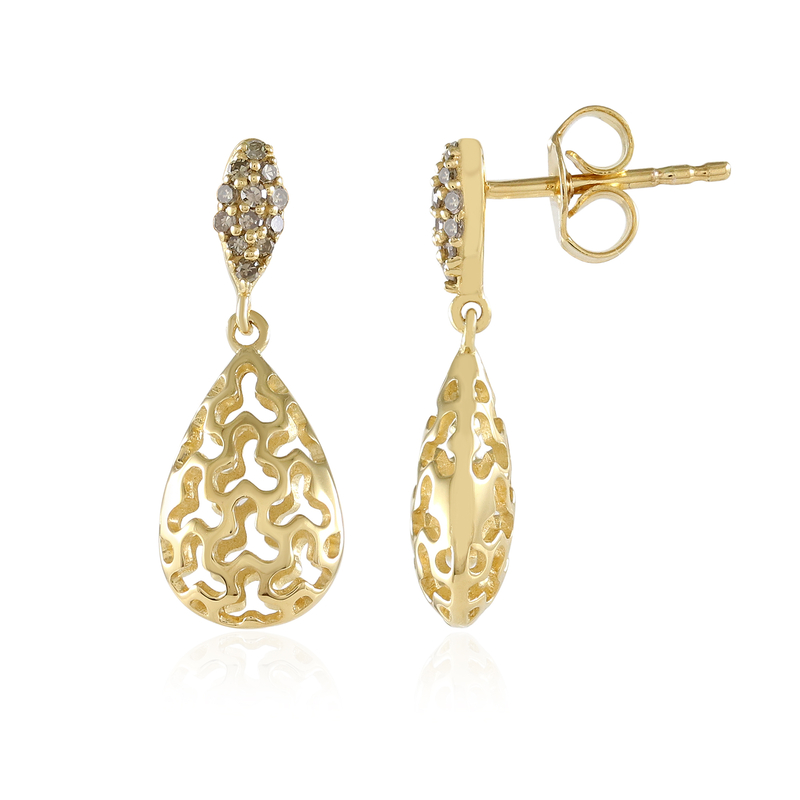 I2 Champagner-Diamant-Silberohrringe (Ornaments by de Melo)