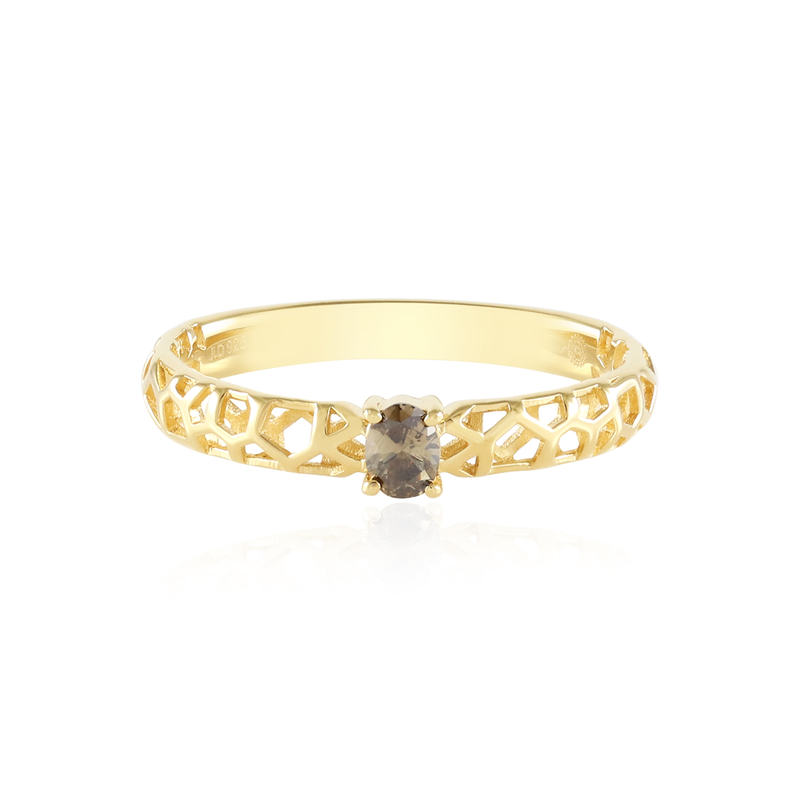 I2 Champagner-Brillant-Silberring (Ornaments by de Melo)
