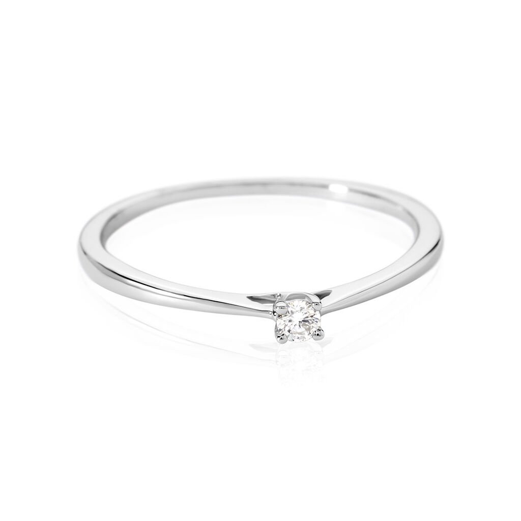 🦚 VICTORIA Damen Ring Weißgold 585 (14 Karat) Diamant Weiß 0,060 ct, Ring mit Stein