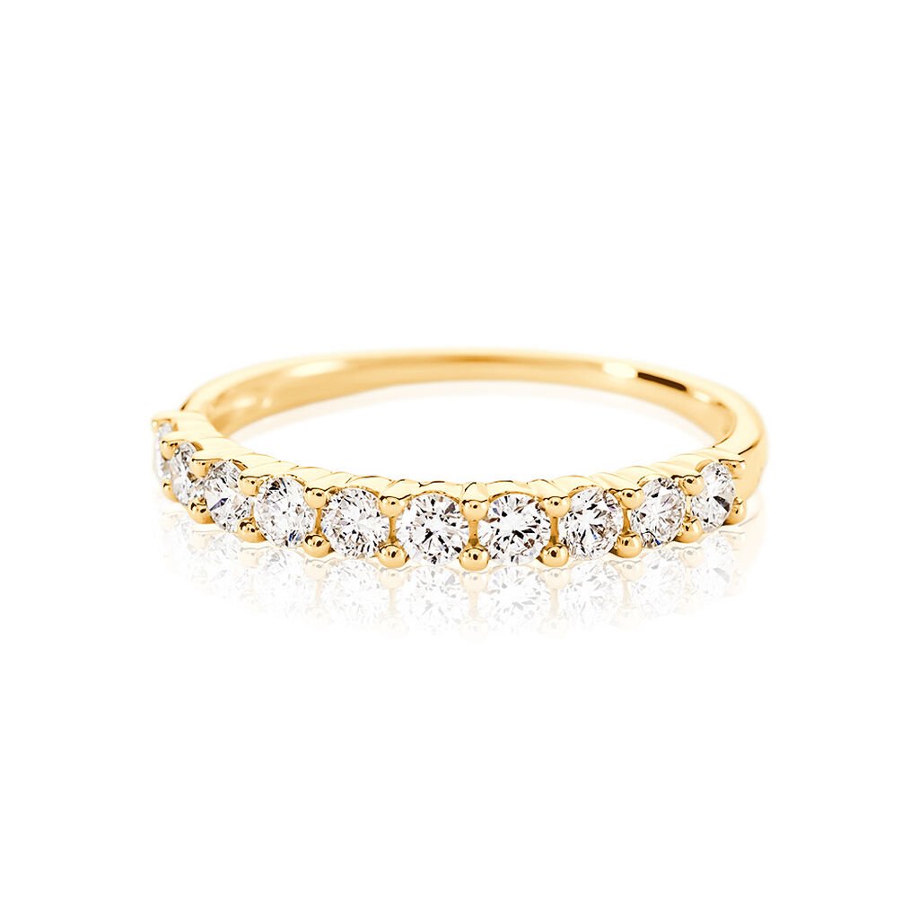 🦚 MERCY Damen Ring Gold 585 (14 Karat) Synthetischer Diamant Weiß 0,09 ct, Ring mit Stein