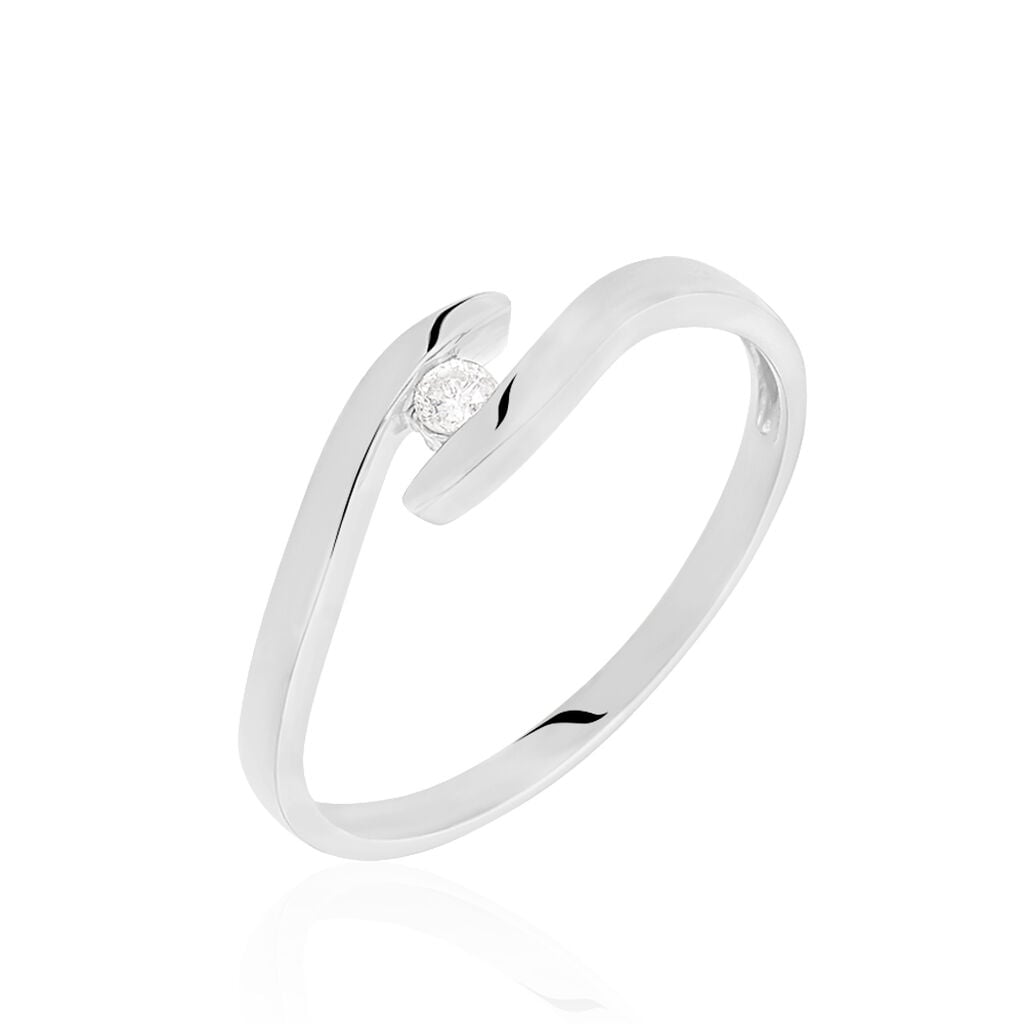 🦚 Curonda Damen Ring Weißgold 375 (9 Karat) Diamant Weiß 0,05 ct, Ring mit Stein