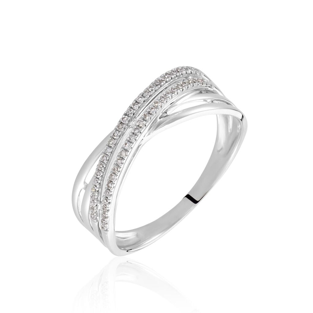 🦚 JULIANNE 3 Damen Ring Weißgold 375 (9 Karat) Diamant Weiß 0,13 ct, Ring mit Stein