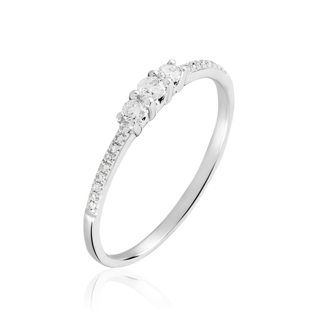 🦚 Sabina 2 Damen Ring Weißgold 375 (9 Karat) Diamant Weiß 0,05 ct, Ring mit Stein