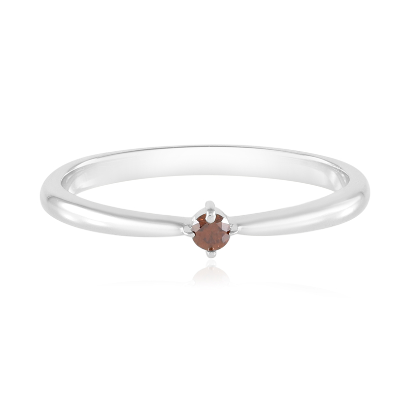 I2 Cognac-Brillant-Silberring