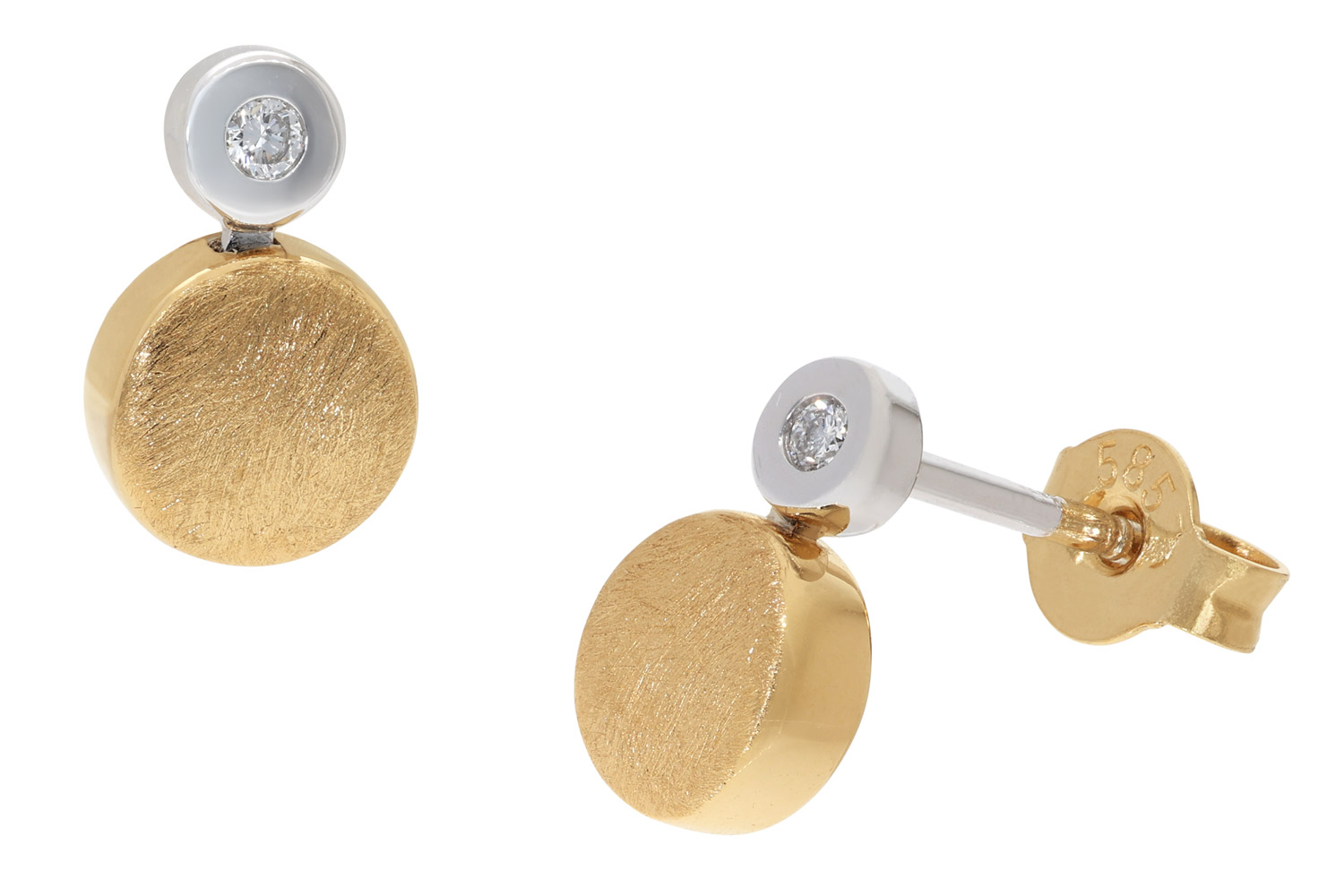 GLIZZ GL1683 Damen-Ohrringe Ohrstecker Gold 585 mit Diamanten