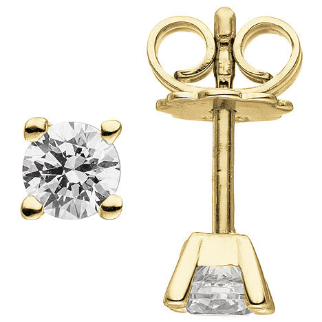 Ohrstecker 585 Gold Gelbgold 2 Diamanten Brillanten 0 74 ct. Ohrringe