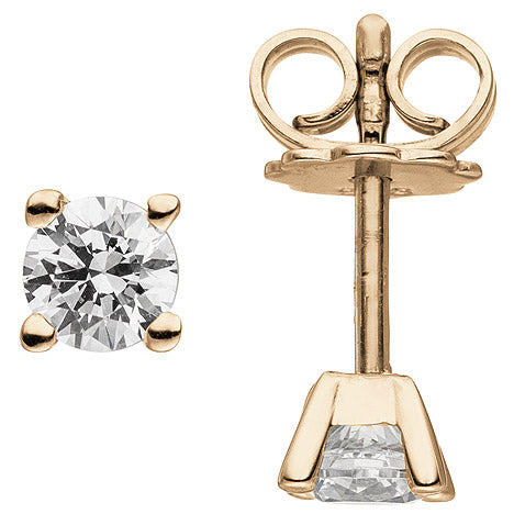 Ohrstecker 585 Gold Rotgold 2 Diamanten Brillanten 0 50 ct. Ohrringe