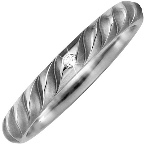Partner Ring aus Titan teil matt 1 Diamant Brillant Partnerring Titanring - 76