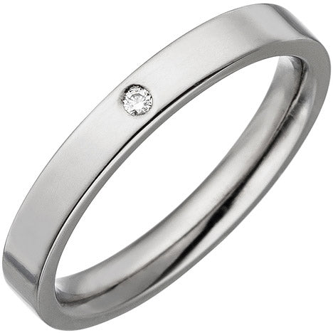 Partner Ring schmal aus Titan 1 Diamant Brillant Partnerring Titanring - 60
