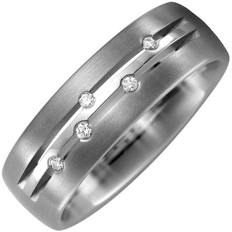 Partner Ring Titan teil matt 5 Diamanten Brillanten 0 05ct. Partnerring - 66