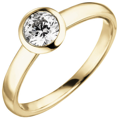 Damen Ring 585 Gold Gelbgold 1 Diamant Brillant 0 50 ct. Diamantring Solitär - 60