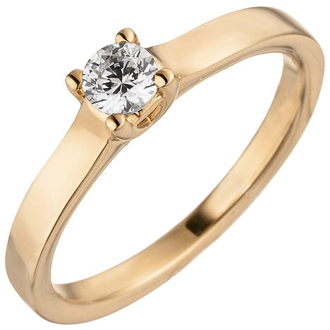 Damen Ring 585 Gold Rotgold 1 Diamant Brillant 0 15 ct. Diamantring Solitär - 60
