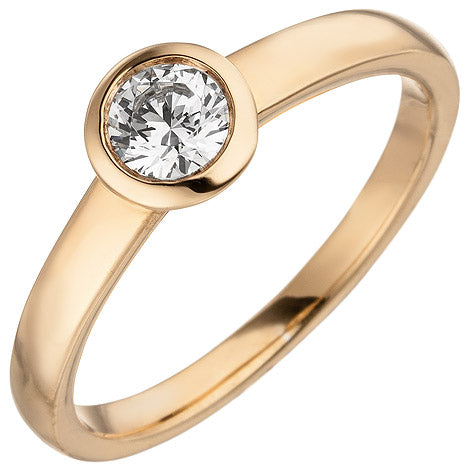 Damen Ring 585 Gold Rotgold 1 Diamant Brillant 0 25 ct. Diamantring Solitär - 50