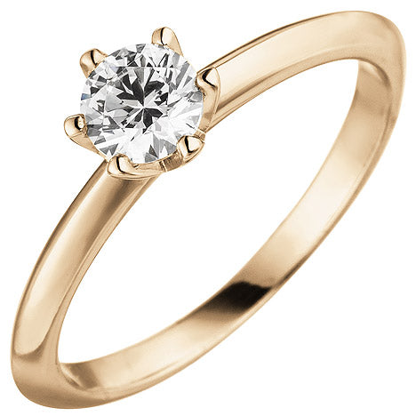 Damen Ring 585 Gold Rotgold 1 Diamant Brillant 0 50 ct. Diamantring Solitär - 54
