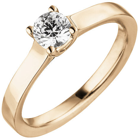 Damen Ring 585 Gold Rotgold 1 Diamant Brillant 0 7 0ct. Diamantring Solitär - 60