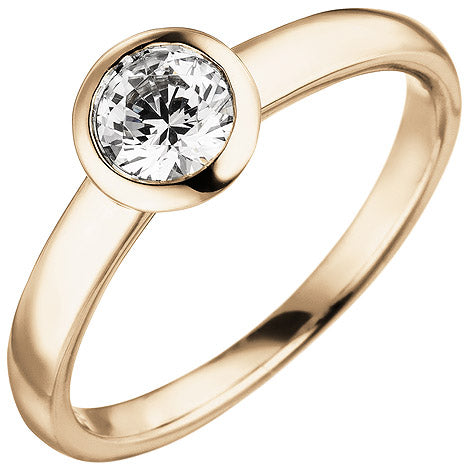 Damen Ring 585 Gold Rotgold 1 Diamant Brillant 0 70 ct. Diamantring Solitär - 60