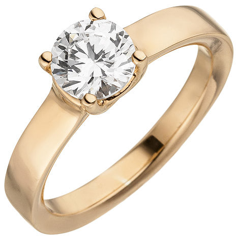 Damen Ring 585 Gold Rotgold 1 Diamant Brillant 1 0 ct. Diamantring Solitär - 56
