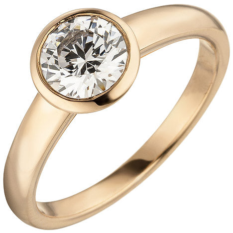 Damen Ring 585 Gold Rotgold 1 Diamant Brillant 1 0 ct. Diamantring Solitär - 56