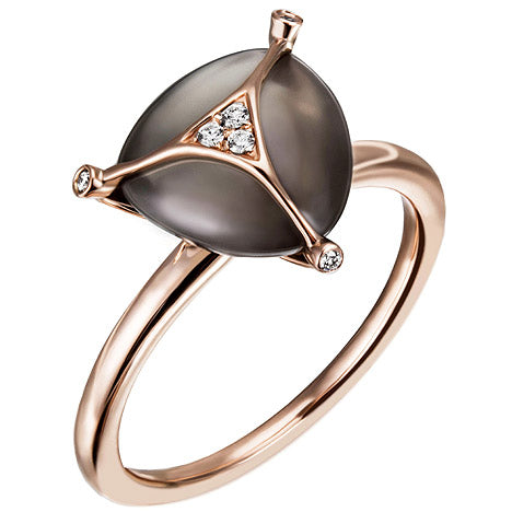 Damen Ring 585 Gold Rotgold 1 Monstein grau 6 Diamanten Brillanten Mondsteinring - 52
