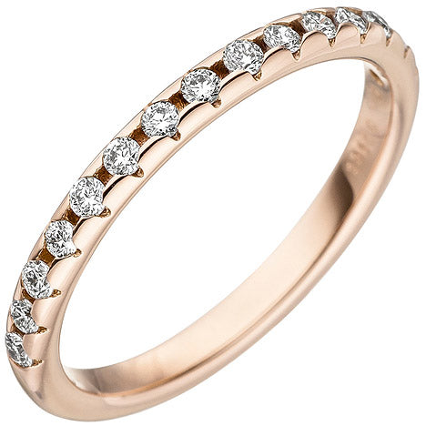 Damen Ring 585 Gold Rotgold 15 Diamanten Brillanten Rotgoldring Diamantring - 60