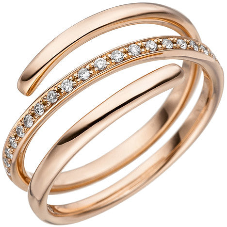 Damen Ring 585 Gold Rotgold 20 Diamanten Brillanten 0 14ct. Diamantring - 60