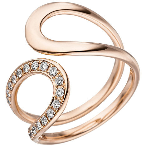 Damen Ring 585 Gold Rotgold 21 Diamanten Brillanten Rotgoldring Diamantring - 54