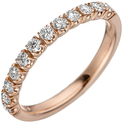 Damen Ring 585 Gold Rotgold Gelbgold 12 Diamanten Brillanten Diamantring - 58